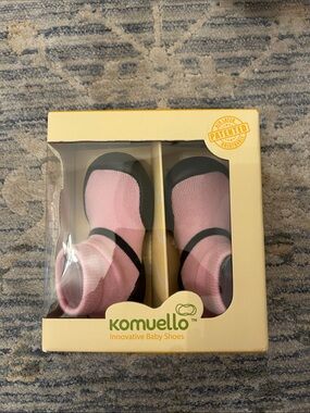 Komuello Pink Baby Walker Shoes — Soft Grip Sock-Shoes
